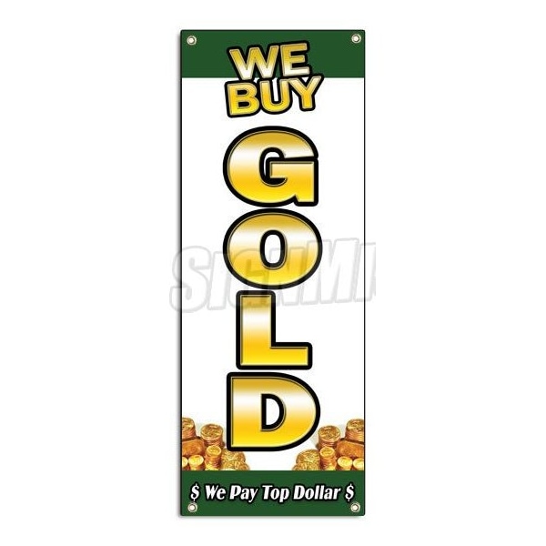 WE BUY GOLD VERTICAL 1 BANNER SIGN pawn jewelry store cash silver price
